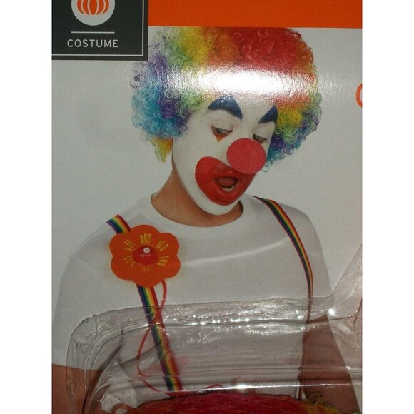 Adult Clown Character Halloween Costume Kit Wig Nose Squirting Flower Party - Picture 2 of 3